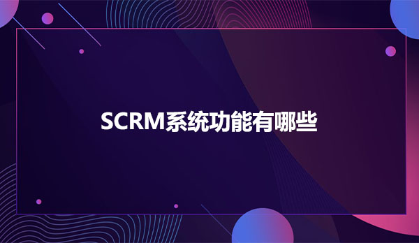 SCRM系统功能有哪些？